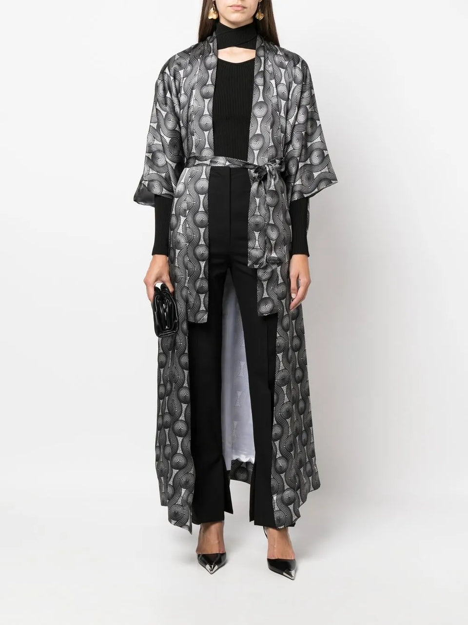 geometric-print tie-waist jacket