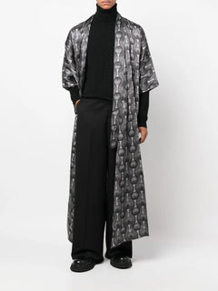 geometric-print tie-waist jacket