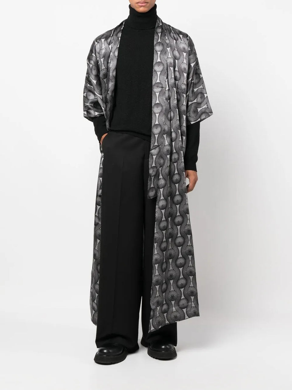 geometric-print tie-waist jacket