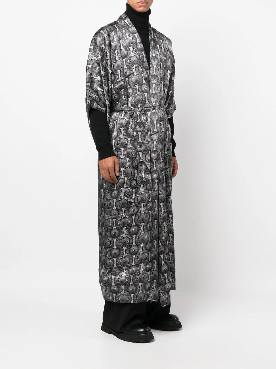 geometric-print tie-waist jacket