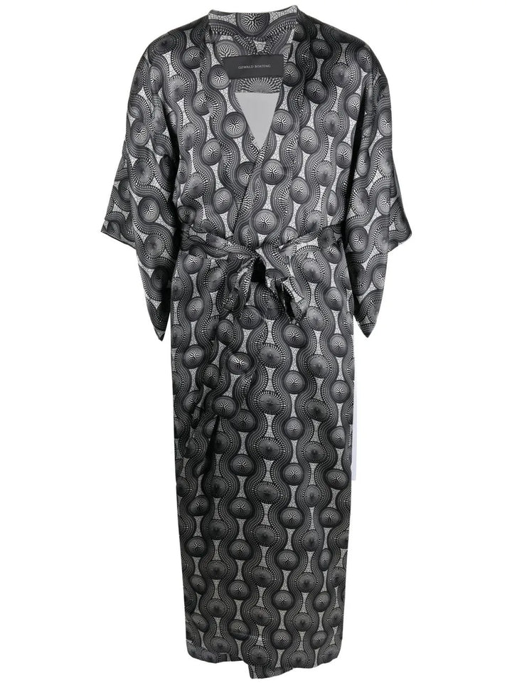 geometric-print tie-waist jacket