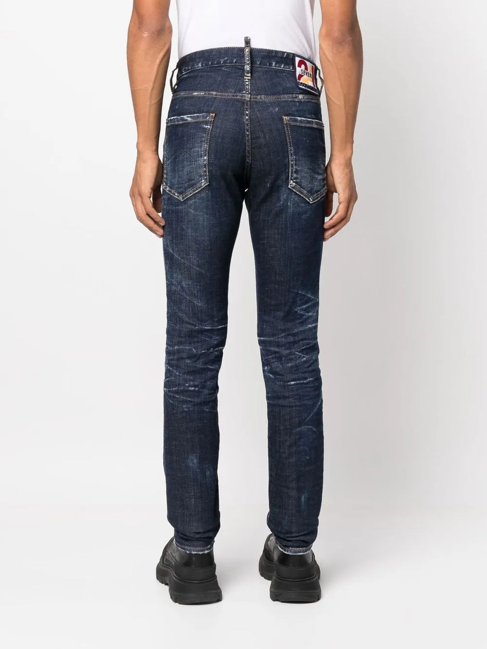 logo-patch slim-cut jeans