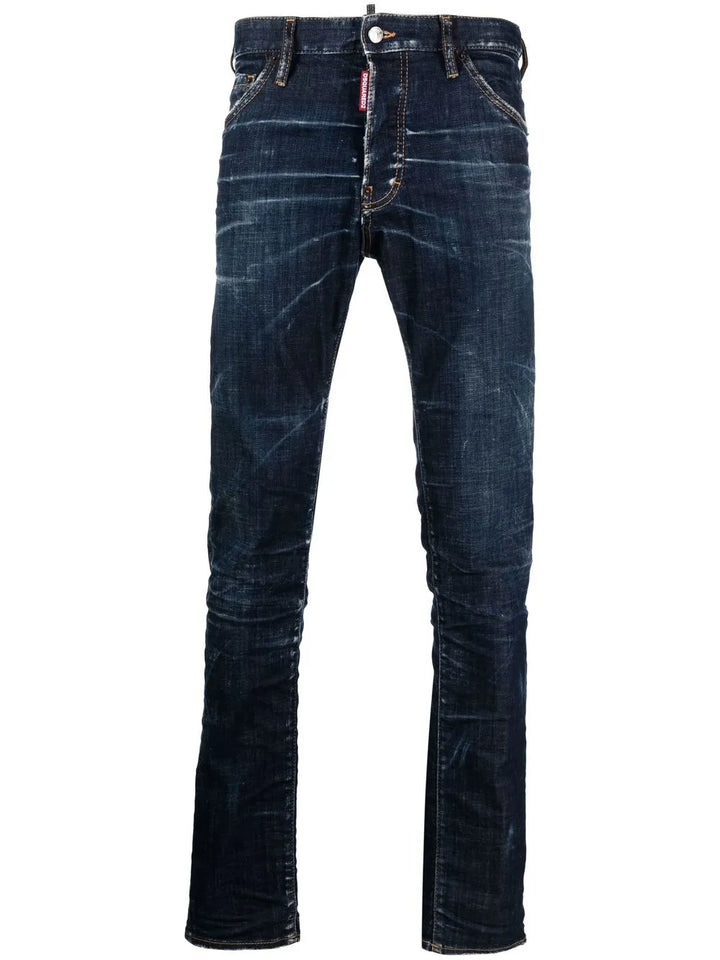 logo-patch slim-cut jeans