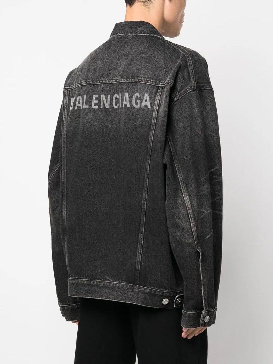 logo-print denim jacket