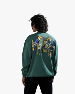 Rich Wings - Teal Oversized Printed Sweatshirt