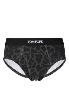 logo-band leopard-print briefs