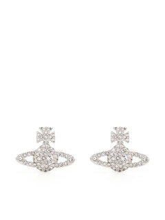 crystal-embellished logo stud earring