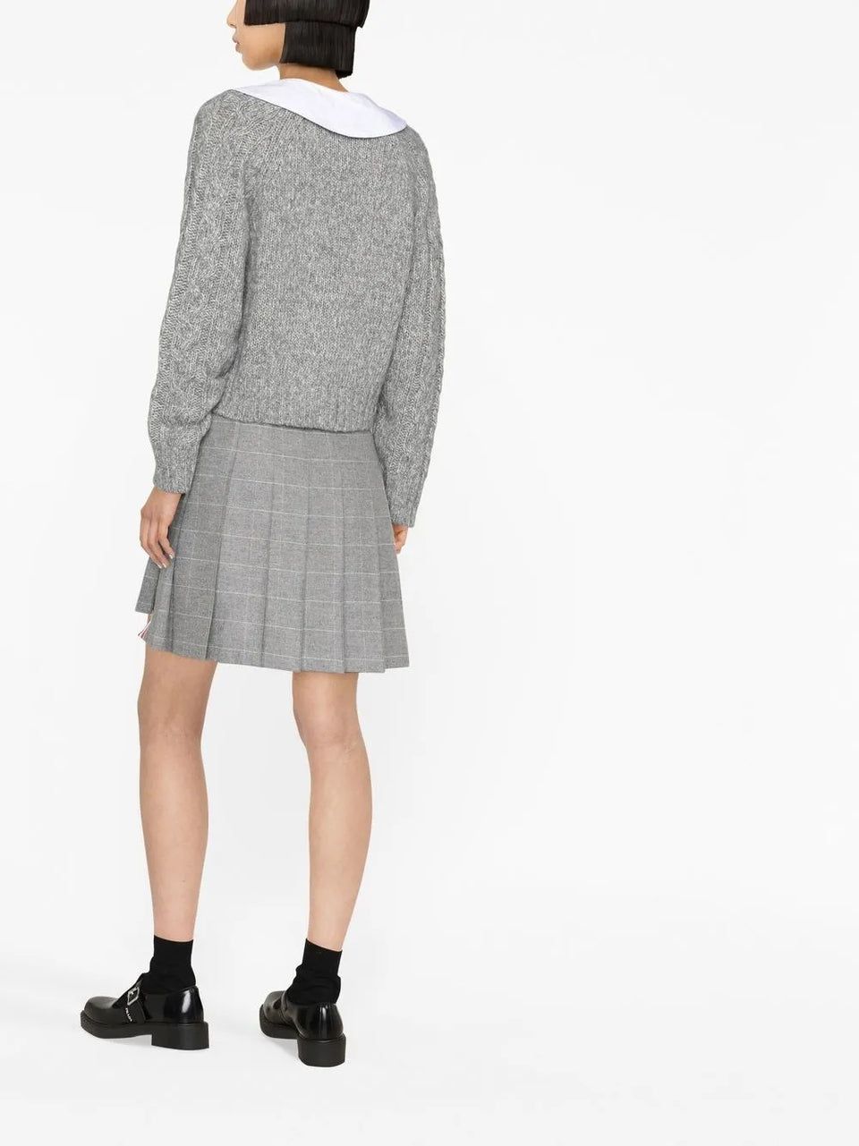 contrasting-collar cable-knit cardigan