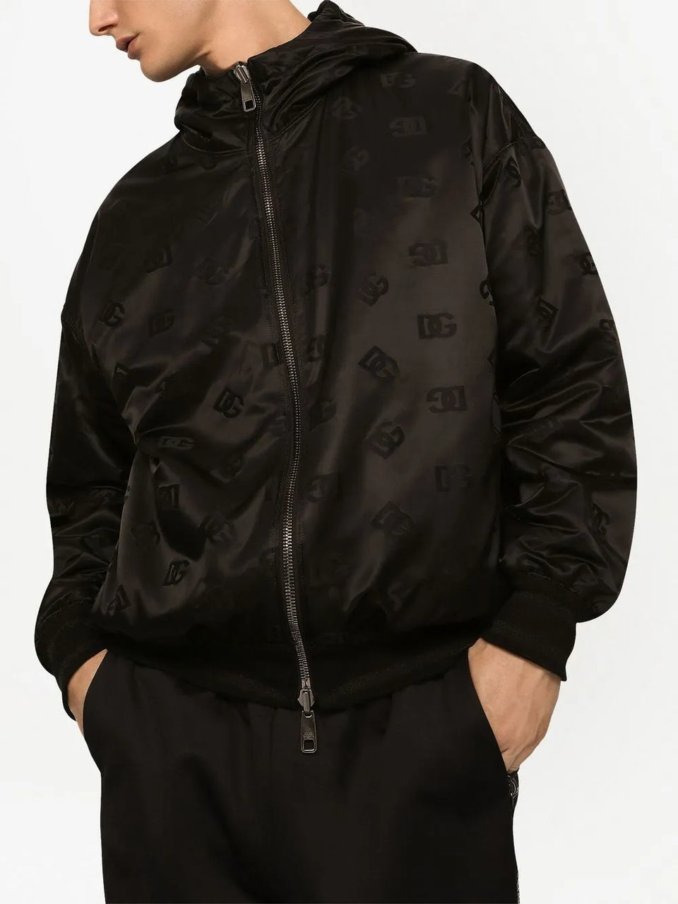 logo-plaque reversible hooded jacket
