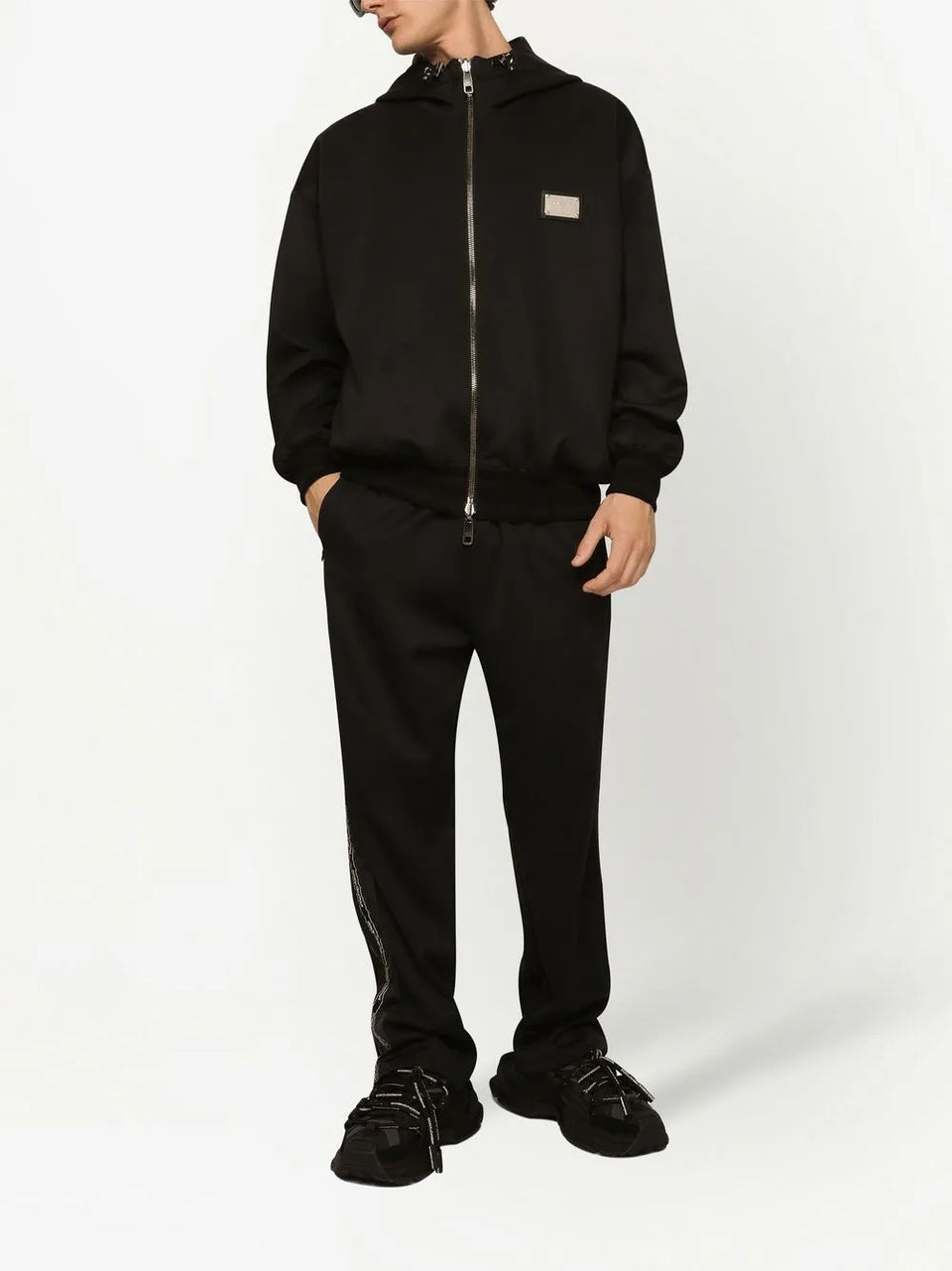 logo-plaque reversible hooded jacket