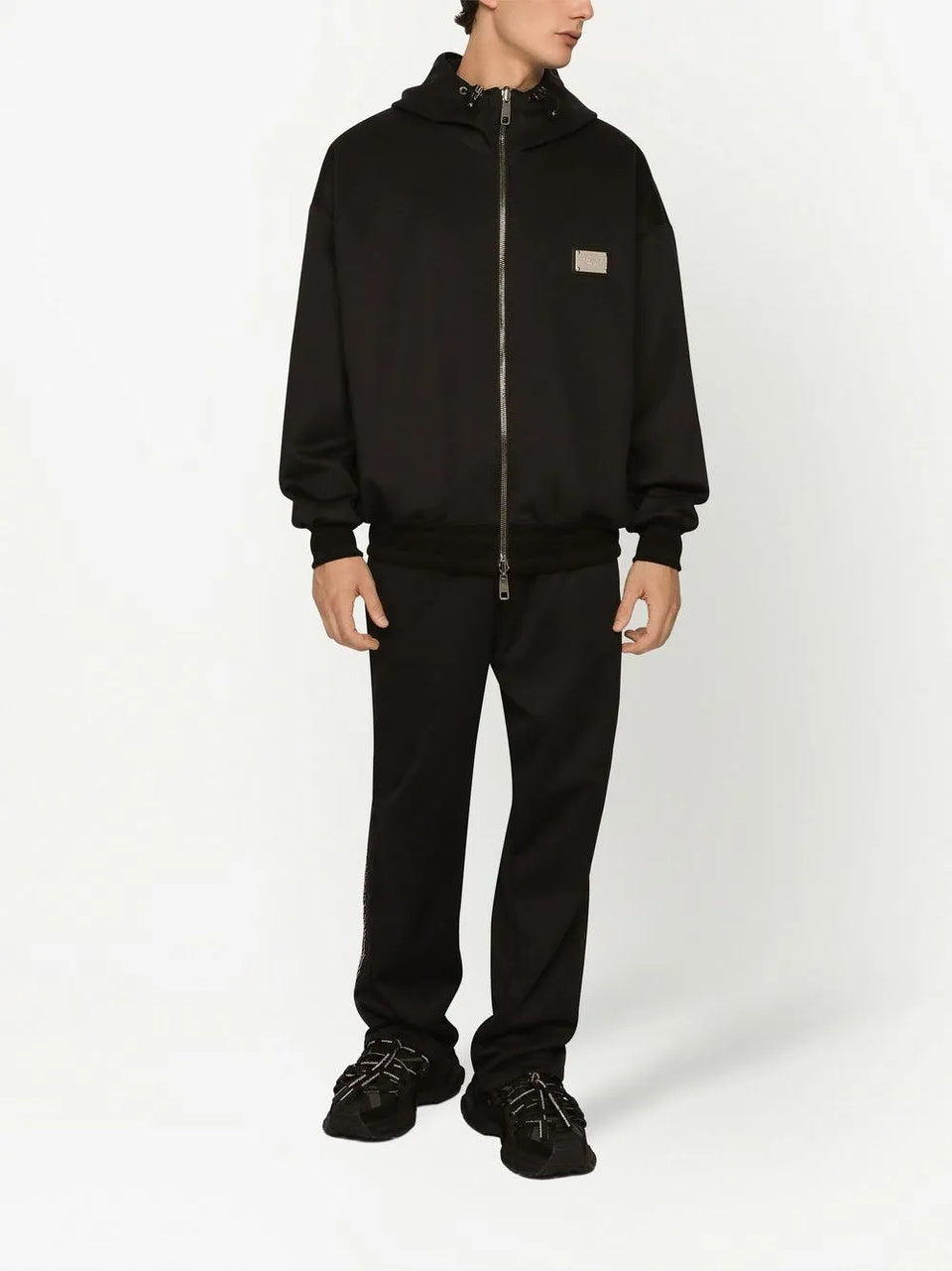 logo-plaque reversible hooded jacket