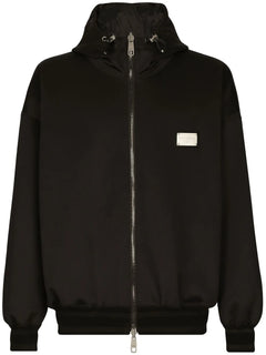 logo-plaque reversible hooded jacket