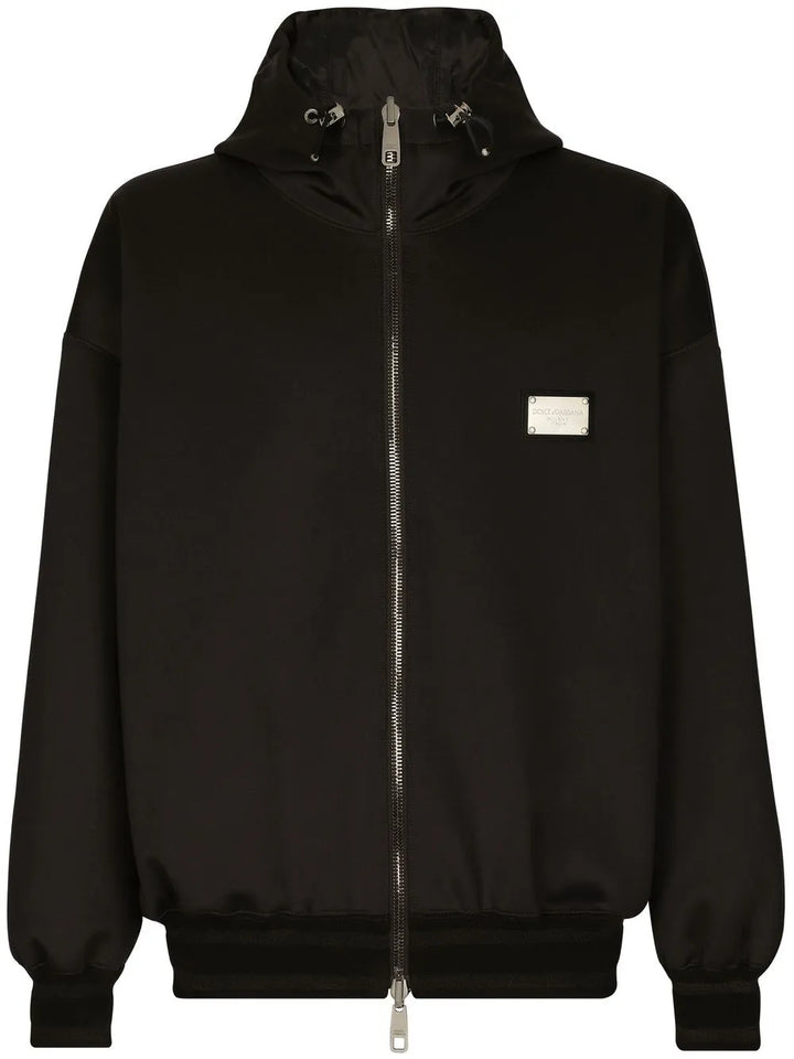 logo-plaque reversible hooded jacket