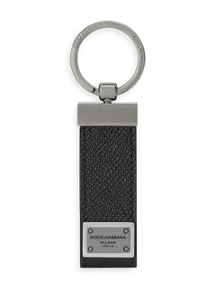 logo-tag leather keyring