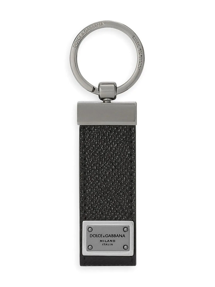 logo-tag leather keyring