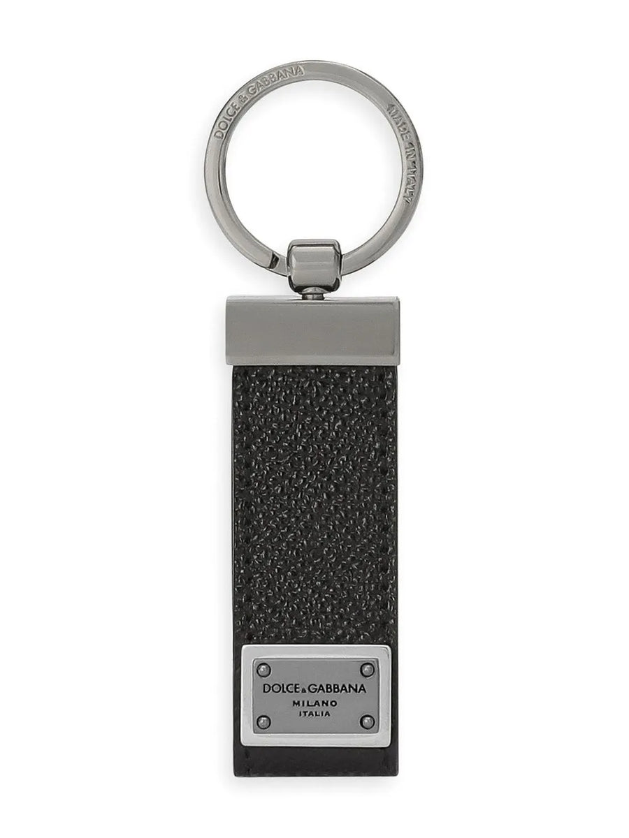 logo-tag leather keyring