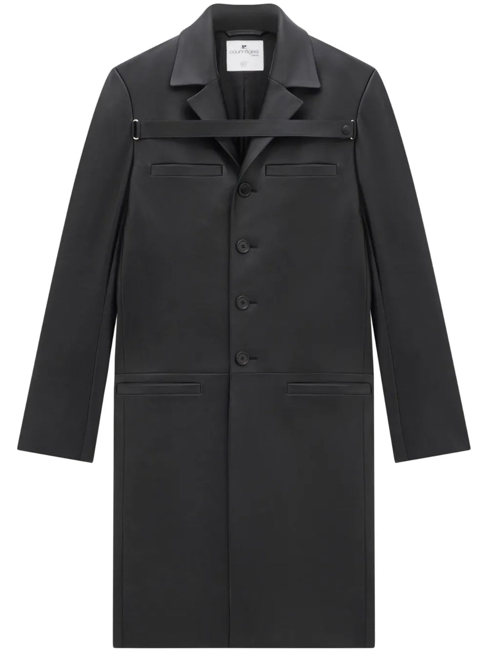 single-breasted leather coat
