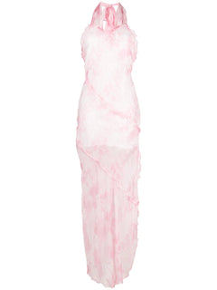 sheer ruffle-detail maxi dress