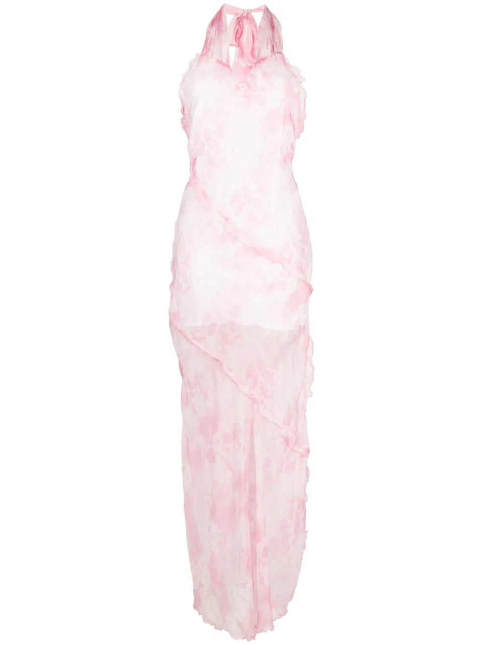 sheer ruffle-detail maxi dress