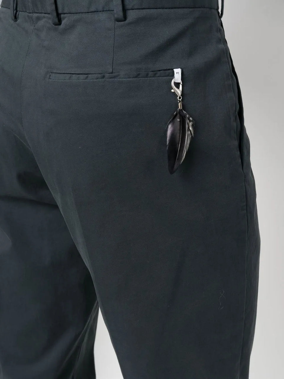 feather-detail chino trousers