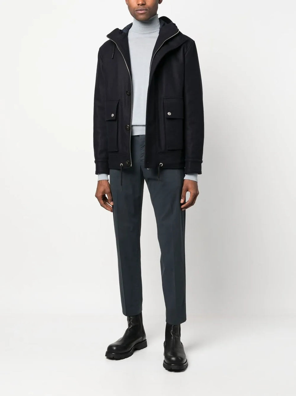 feather-detail chino trousers