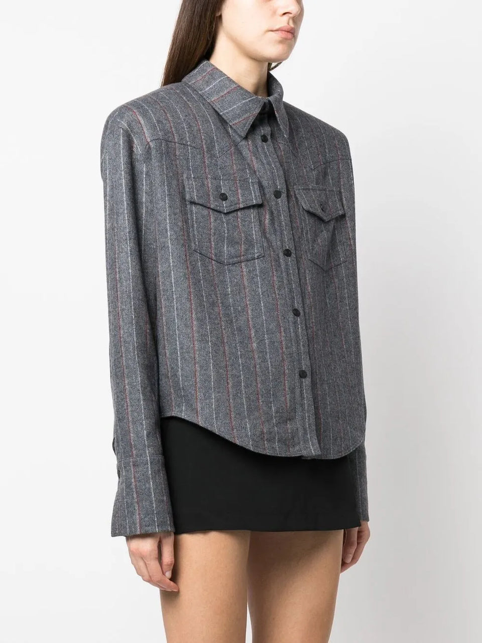 pinstripe button-up shirt