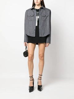 pinstripe button-up shirt