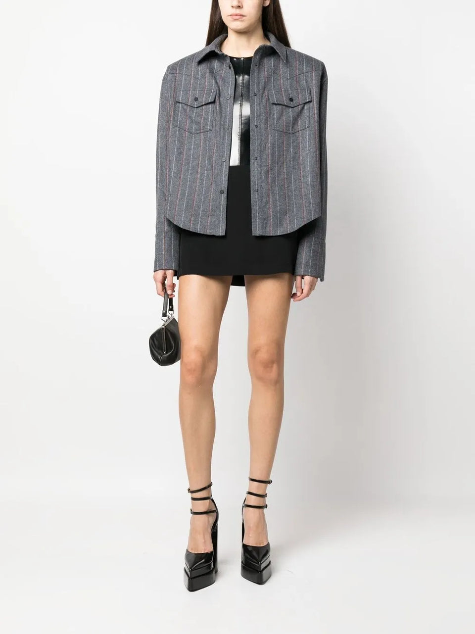 pinstripe button-up shirt
