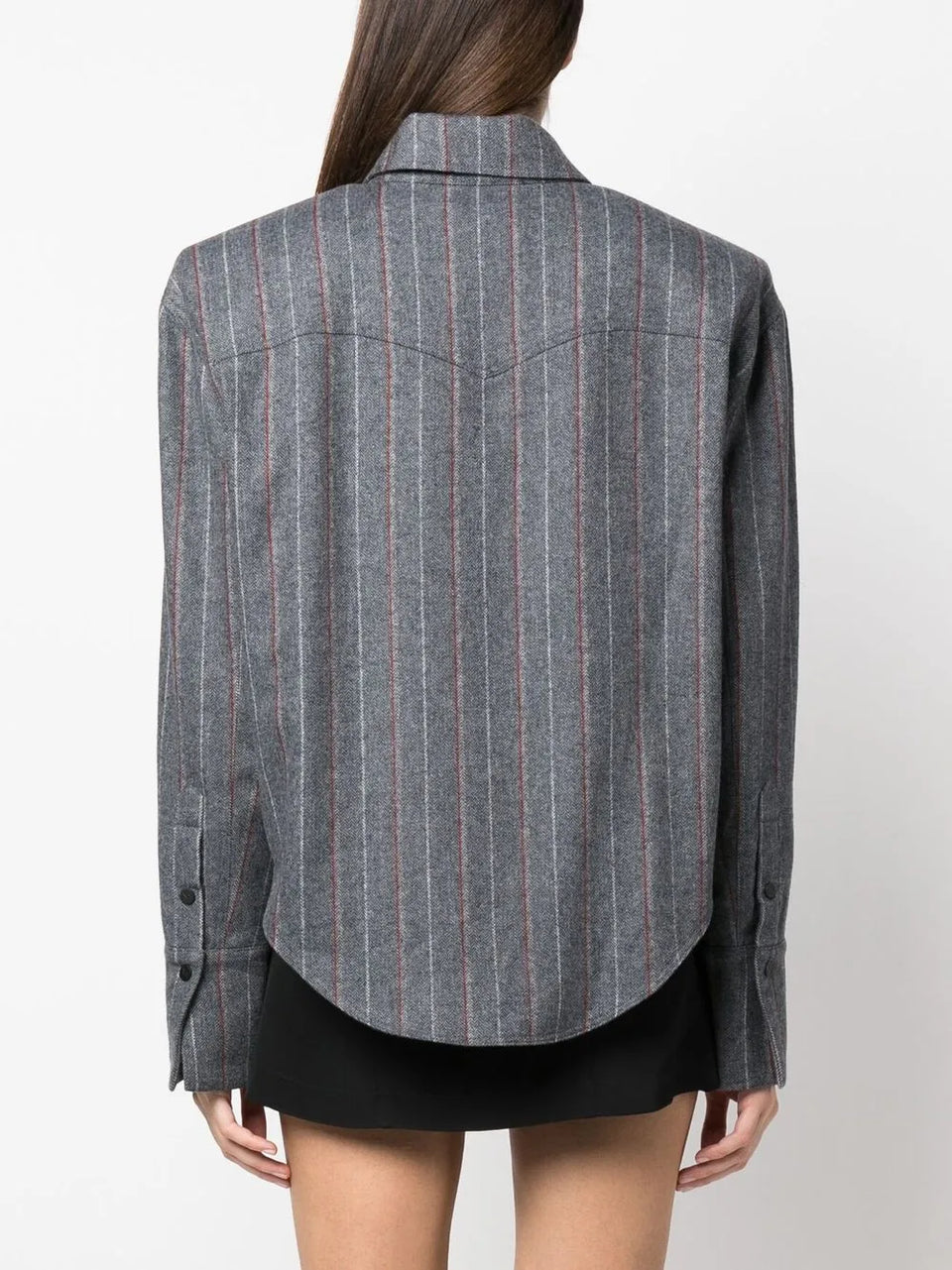 pinstripe button-up shirt