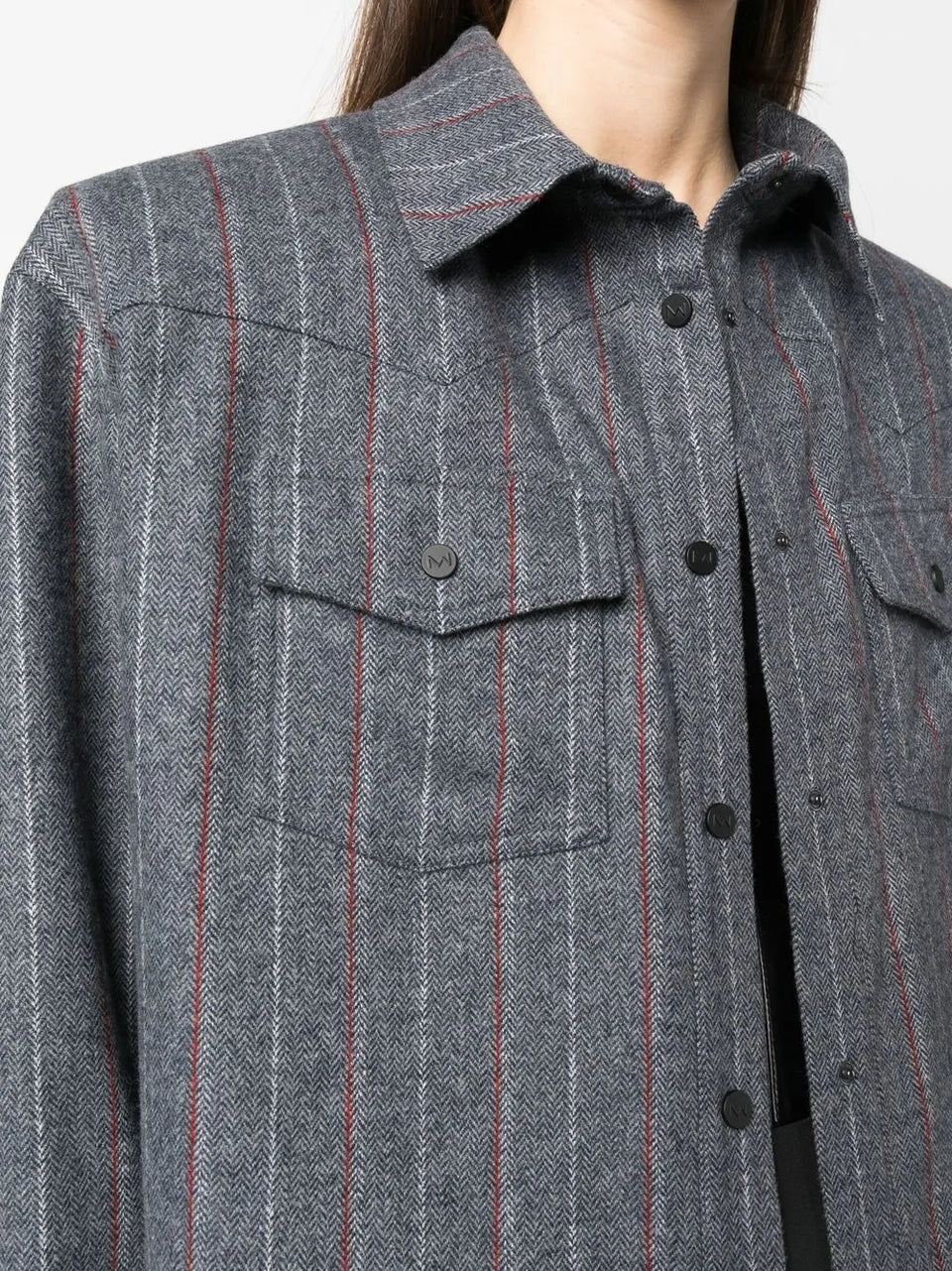 pinstripe button-up shirt