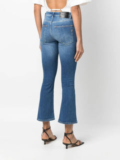 high-waisted bootcut jeans