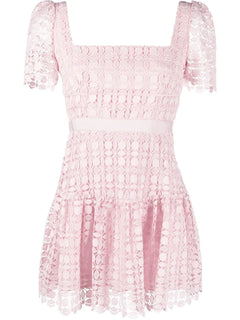 lace-detail short-sleeved mini dress
