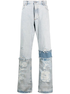 multi-panel denim jeans