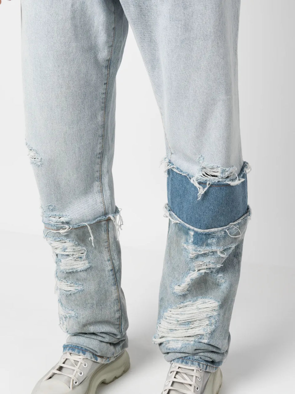multi-panel denim jeans