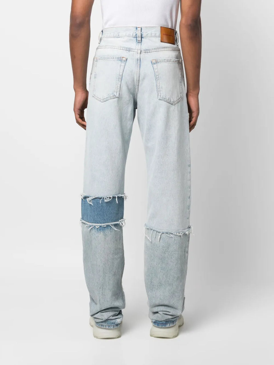 multi-panel denim jeans