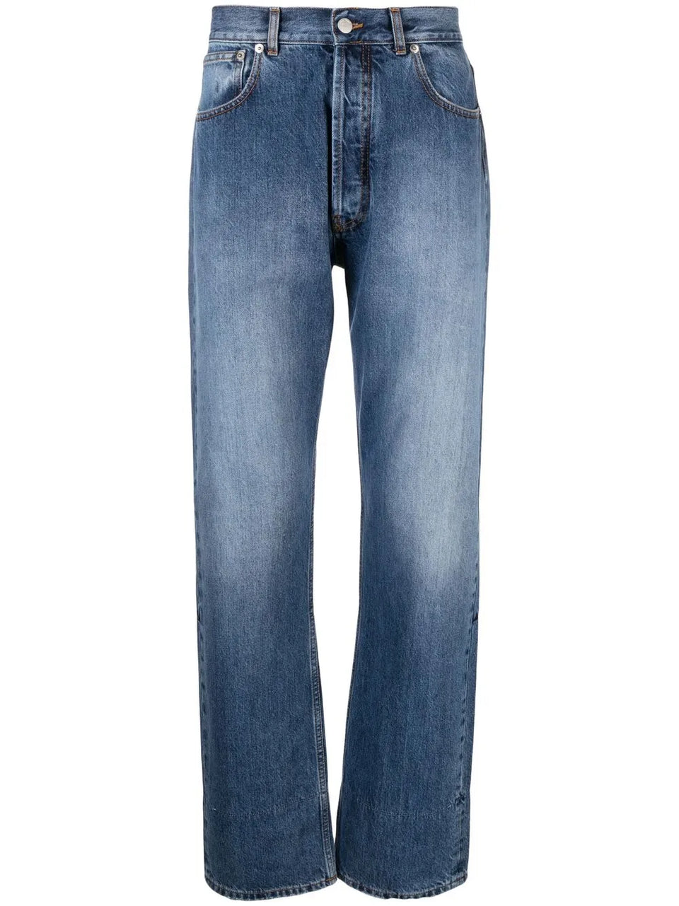 embroidered-detail denim trousers