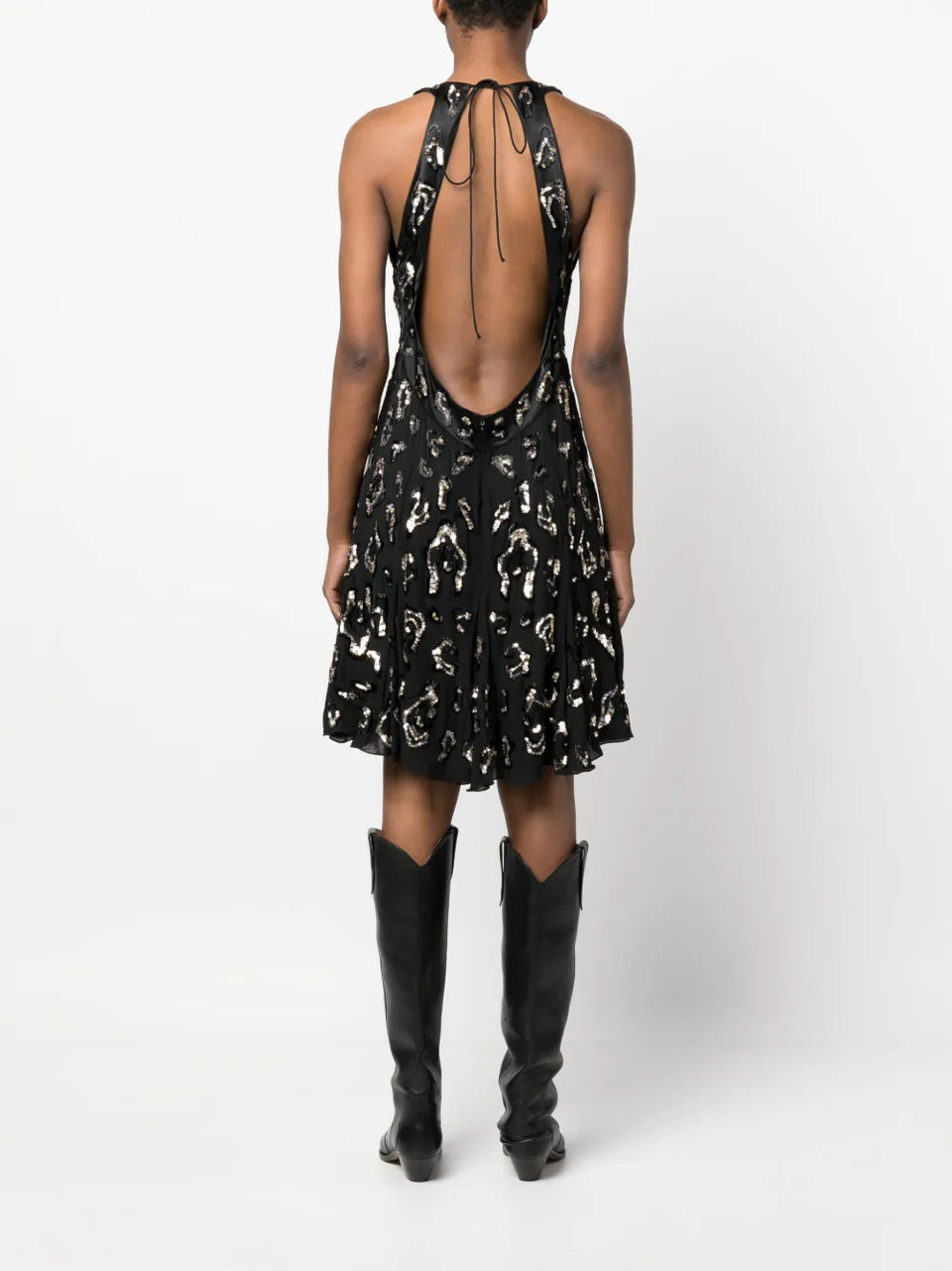 sequin-embellished open-back dress