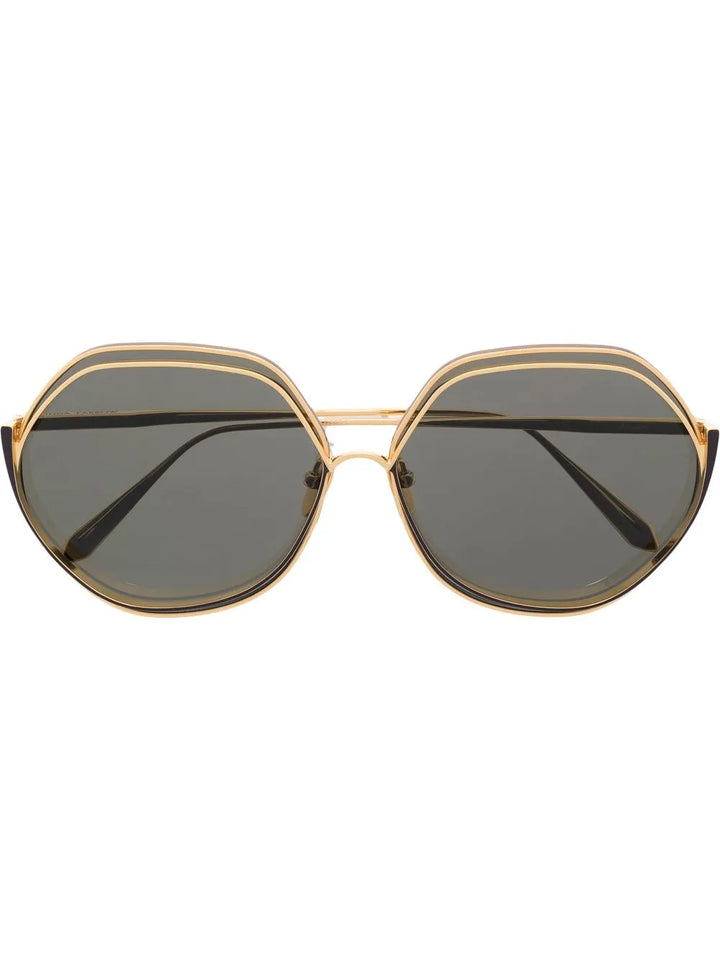 rounded hexagonal-frame sunglasses