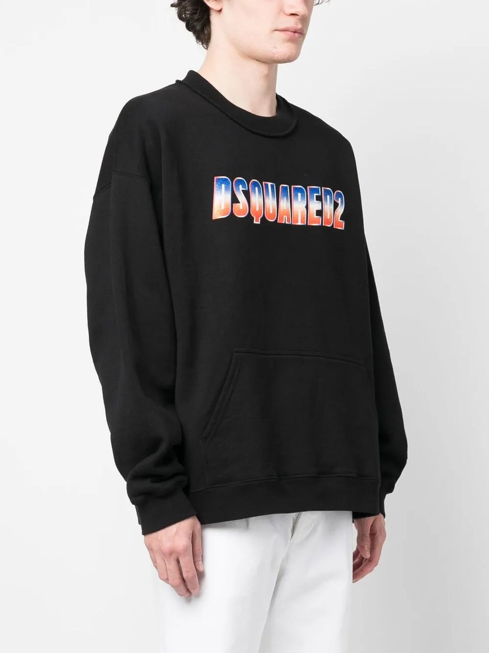 glittery logo crew neck sweatshirt