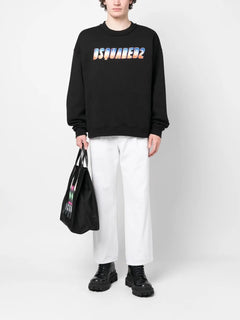 glittery logo crew neck sweatshirt