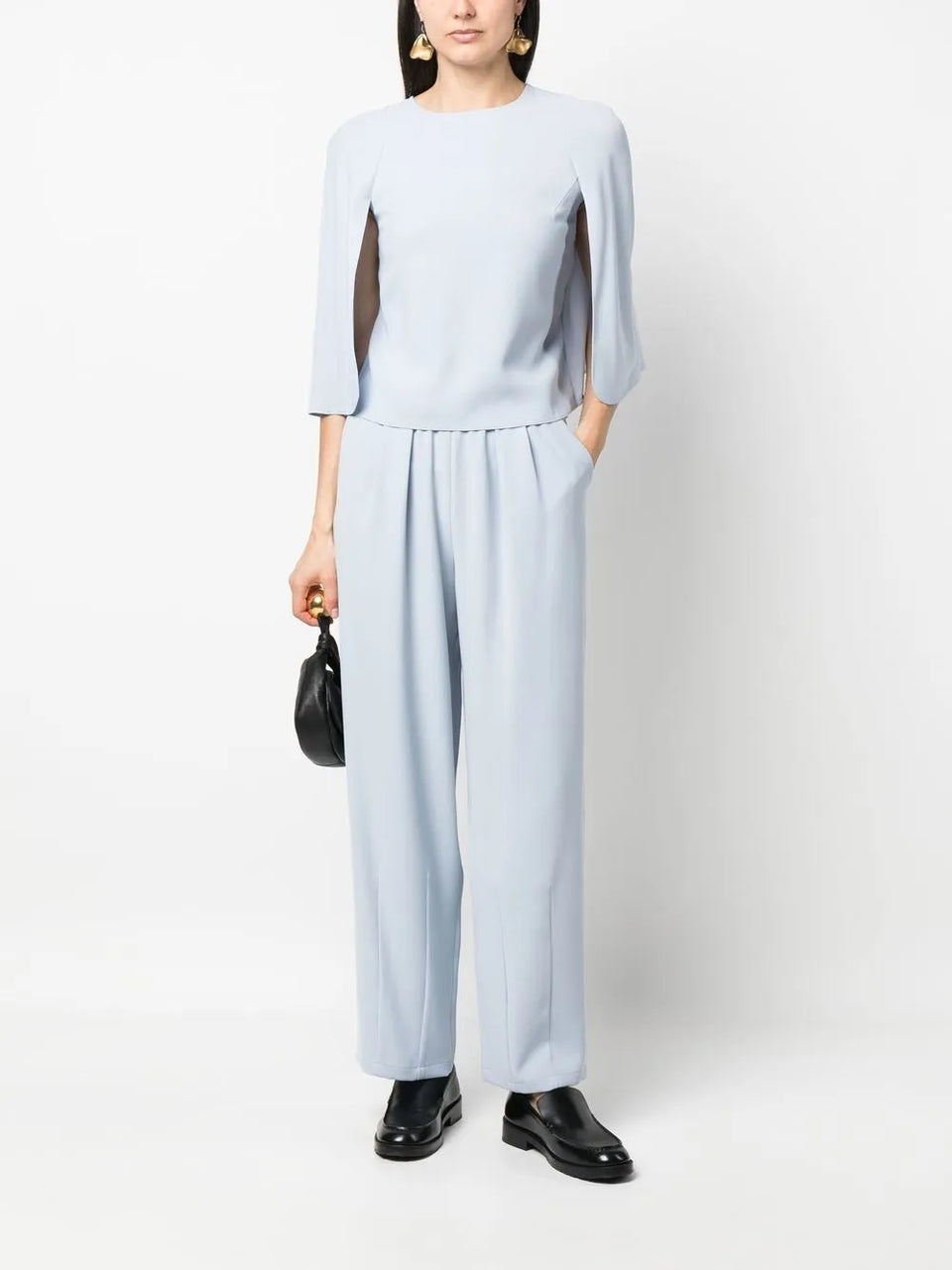pleat-detail straight-leg trousers