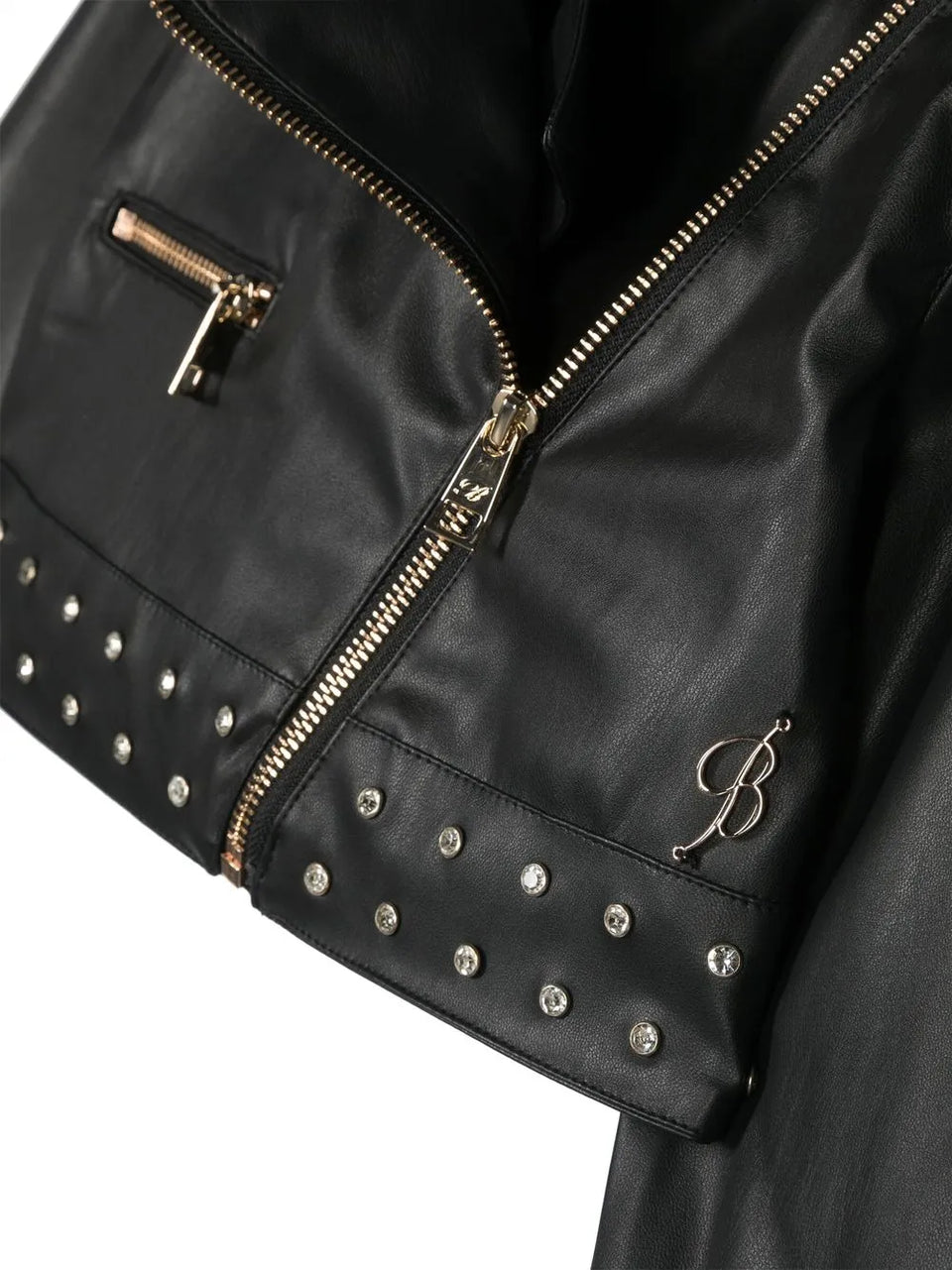 logo-embroidered biker jacket