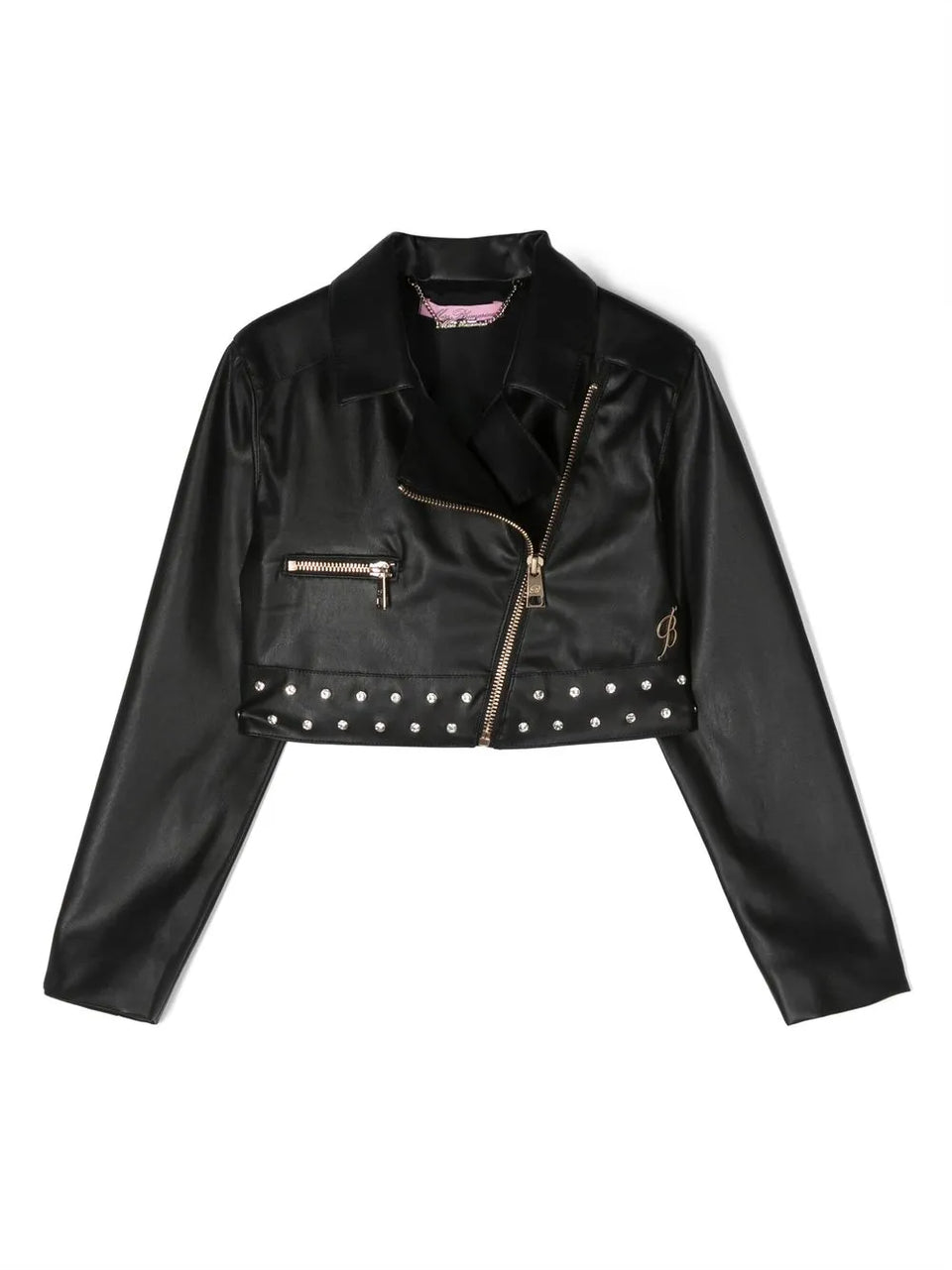 logo-embroidered biker jacket