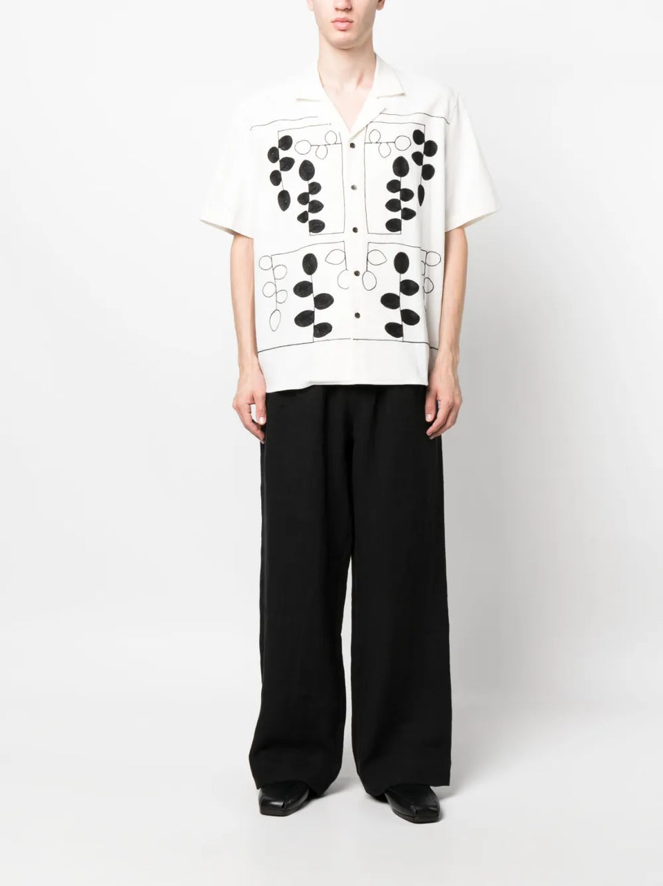 mid-rise wid-leg trousers