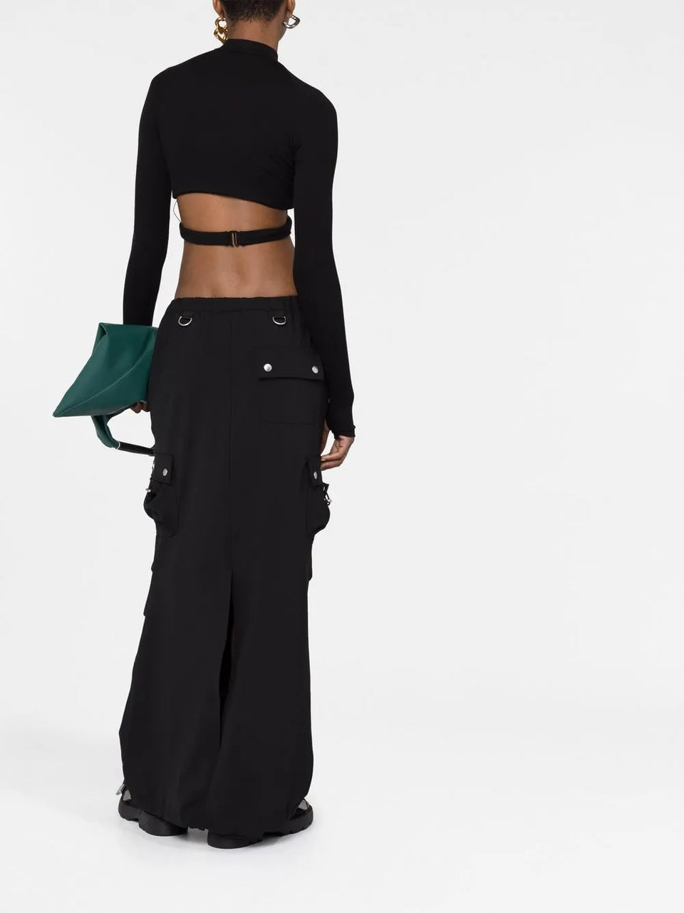 tailored cargo maxi skirt