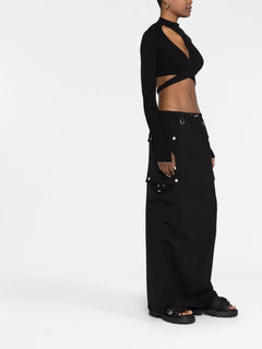 tailored cargo maxi skirt