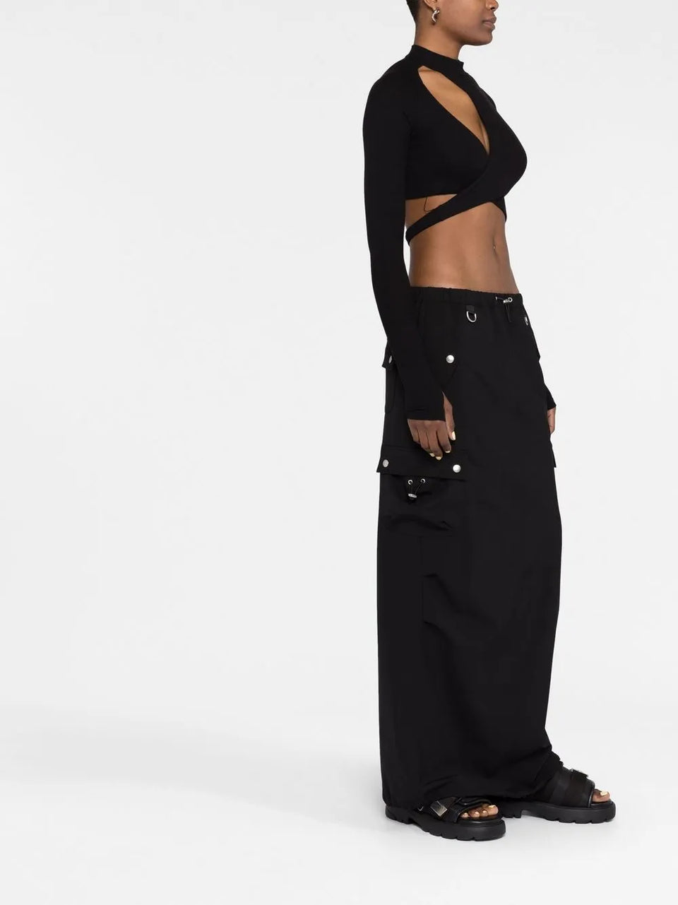tailored cargo maxi skirt