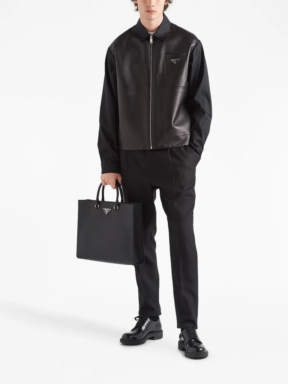 Re-Nylon leather jacket