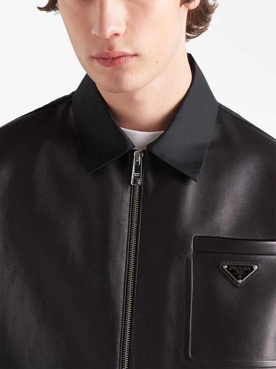Re-Nylon leather jacket