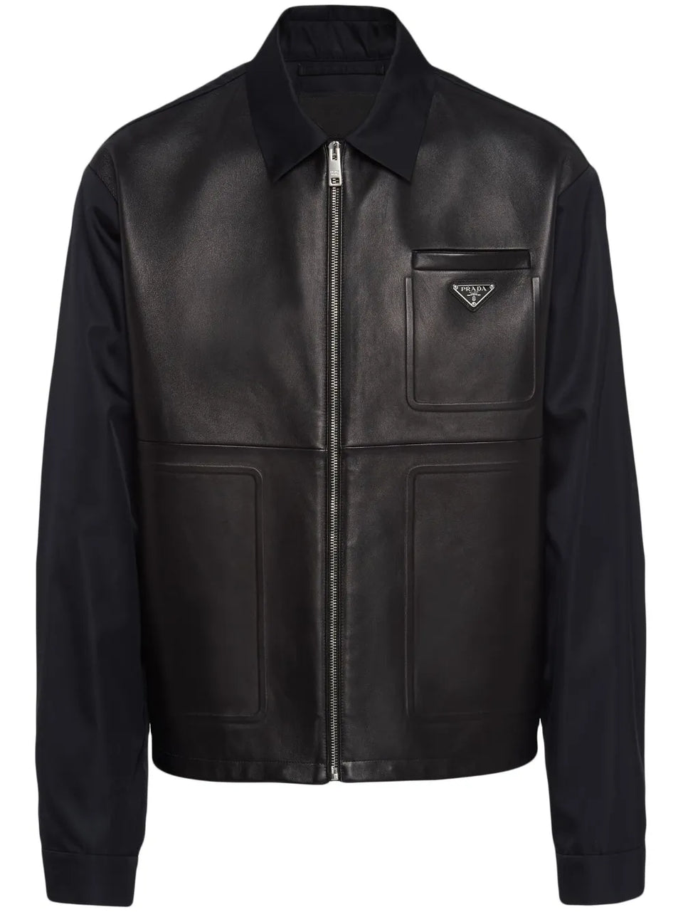Re-Nylon leather jacket